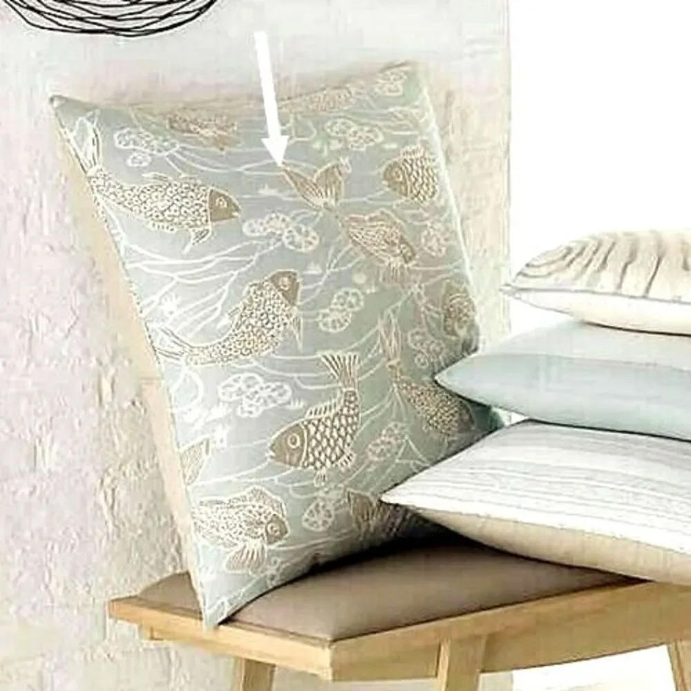 Koi Fish European Euro Pillow Sham Blue Sea Beach Summer Home Coastal Dorm Room